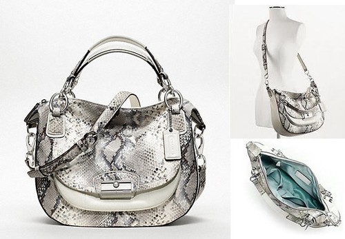 BORSA Borsa a tracolla Coach Kristin Python nuova con etichette Borsa Pergamena NUOVA $598