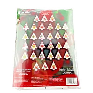 Bucilla Contado Punto de Cruz Mini Árbol de Navidad Adornos Kit PARCIAL 85075 - Imagen 1 de 3