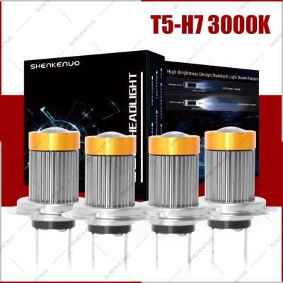 H7 LED Headlights Bulbs 3000K High Low Beams Kit Combo Super YELLOW Bright 4Pcs - Image 1 of 4