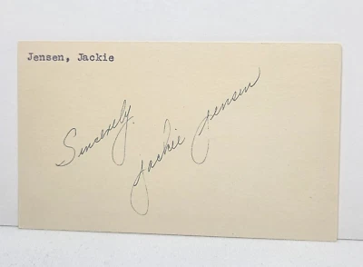 Vintage Jackie Jensen Signed Index Card 3 x 5 - Image 1 of 3