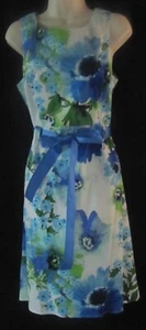 Nuevo con etiquetas Vestido Blanco Dulce Sin Mangas con Flores Azules Talla 10 - Imagen 1 de 4