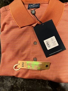 Polo de golf Cleveland clásico a rayas de nectarina para hombre talla grande - Imagen 1 de 2