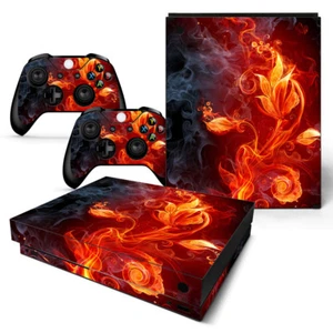 XBOX ONE X Skin Design Foils juego de pegatinas lámina protectora - motivo Fire Flower - Imagen 1 de 1