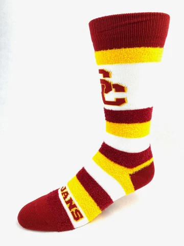USC Trojans Women's Pro Stripe Crew Soft Fuzzy Socks Cover