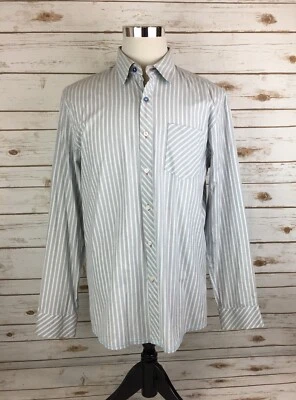 Camisa con botones Sovereign Code para hombre XL tejida placer gris rayas estilo Craig   Foto 1 de 4