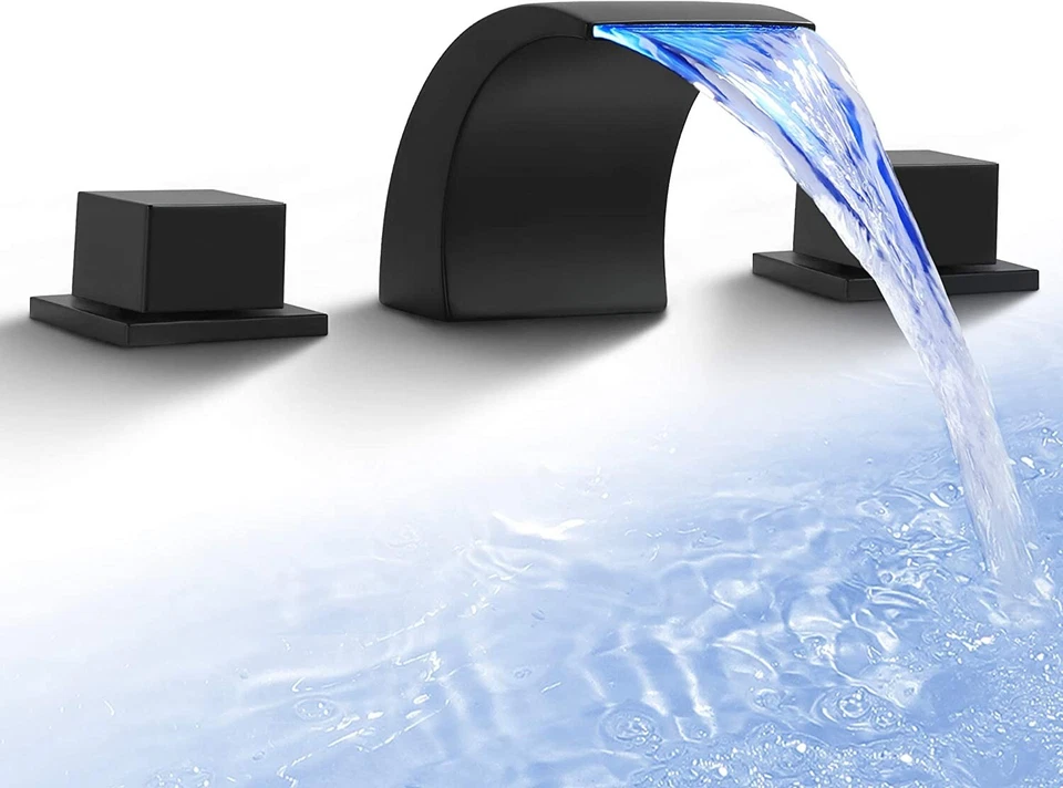 Bathroom Basin Faucet Waterfall Spout Sink Mixer Tap Brushed Nickel With Cover1