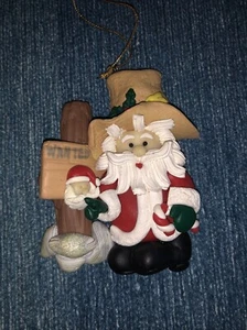 Adorable Vintage Cowboy Santa Clause Christmas Ornament Wanted Sign 3.5” - Picture 1 of 2