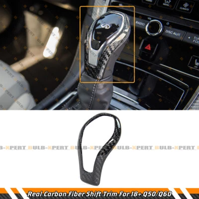 CUBIERTA ENVOLVENTE DE PERILLA DE CAMBIO DE FIBRA DE CARBONO REAL PARA INFINITI Q50 Q60 2018-2024 Foto 1 de 4
