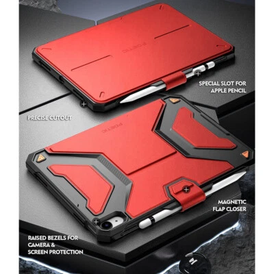 适用于 iPad 10.9 2022 外壳 睡眠和唤醒 / 360 度 支架 对开式 保护套 深红色 — 第 1/4 张图片