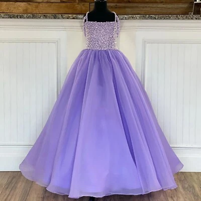 Little Kids Straps Formal Party Wear Gowns Teens Preteen Long Pageant Dress - Image 1 of 4
