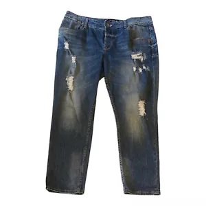 Just Jeans Women Jeans Sz 12 W35 L27 Mid Rise Stretch Distressed Button Fly Blue - Picture 1 of 12