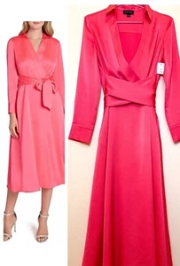 Abito midi raso manica lunga rosa Tahari ASL rosa piccolo medio US 6 ❤️ - Foto 1 di 7