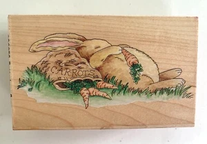 Stamps Happen Butterbean Bunny Rabbit Carrots #60032 Rubber Stamp Linda Grayson - Picture 1 of 3