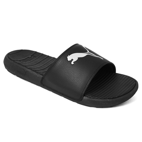 SANDALI SLIP ON SLIDES NUOVI CON ETICHETTE PUMA MSRP $48 99 COOL CAT 2.0 SPORT DA UOMO NERI ARGENTO