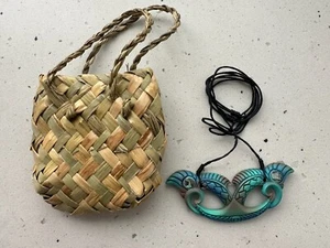 Manaia Bone Necklace by Maori by Design Paua Shell inset 80mm x 30mm NEW RRP $42 - Picture 1 of 3
