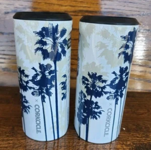 2pk Travis Mathew Corkcicle Slim Can Cooler Koozie Insulated Surf City Palm Tree - Picture 1 of 5