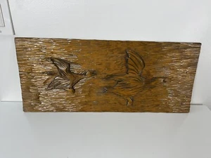 Hermoso colgante de pared de madera tallada a mano gansos pájaros MCM AÑOS 70 arte vintage madera - Imagen 1 de 9