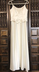 Scott McClintock Formal Wedding dress Sz 8 Embroidered Rhinestones Ivory Gold - Picture 1 of 12