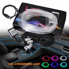 4in1 RGB LED Fiber Optic Car Interior Neon EL Strip Light Lamp Bluetooth APP Set
