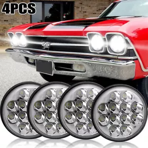 4PCS 5 3/4" 5.75" inch Round LED Headlights Sealed Beam Hi/Lo White Light Bulbs - Foto 1 di 12