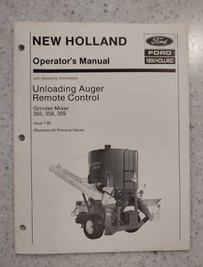 FORD / NEW HOLLAND OPERATOR'S / OWNERS MANUAL - UNLOADING AUGER / GRINDER -MIXER - Picture 1 of 2