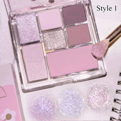 Mixed 7 Color Eyeshadow Palette Matte Nude Shimmer Pearlescent Face Highlighter - Image 1 of 4