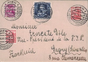 AUTRICHE - CARTE PHILATELIQUE DE VIENNE POUR LA FRANCE LE 25-7-1936 - BEL AFFRA - Picture 1 of 1