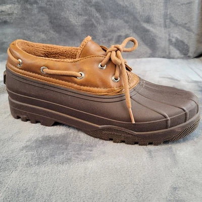 Sperry Top Sider Duck Boots Womens 9.5 Low Shoe Slip On Brown Rain Garden Mud - Image 1 of 4