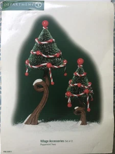 Department 56 Village Accessories 53011 Twisty PEPPERMINT TREES Pair In Box - Picture 1 of 9