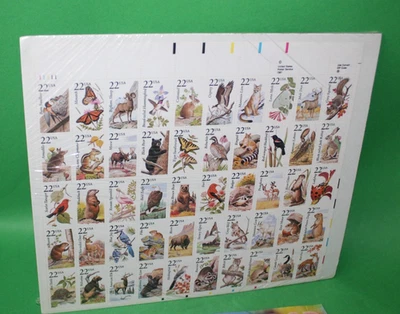 Vintage Wildlife 50 Panel 1987 22 Cent Stamps Postage Collectible Set Sealed - Image 1 of 4