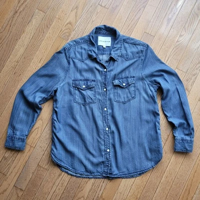 Lola River Pearl Snap Harper Western Chambray Shirt Women's Large Blue Denim Foto 1 de 4