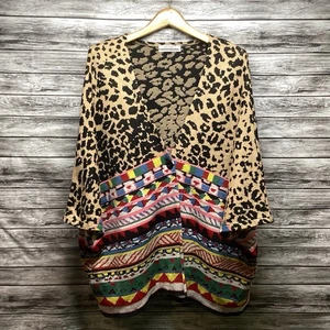 Aldomartins Anthropologie Cardigan Womens Medium Annistyn Animal Print Kimono - Picture 1 of 8