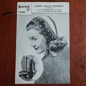 Bestway 3 or 4 Ply Knitting Pattern No 1796 Ladies Dutch Bonnets - Picture 1 of 4