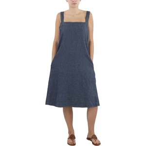 Eileen Fisher Womens Denim Square Neck Midi Casual Sheath Dress XL BHFO 5026 - Picture 1 of 2