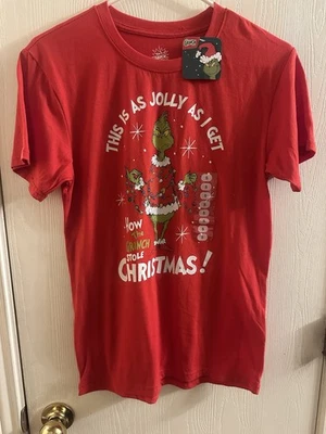 Dr. Seuss The Grinch Women’s Shirt Christmas Cotton Shirt Size S Red NWT - Image 1 of 3