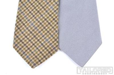 LOTE de 2 - Corbatas de lujo BROOKS BROTHERS beige pata de gallo gris a rayas para hombre Foto 1 de 4