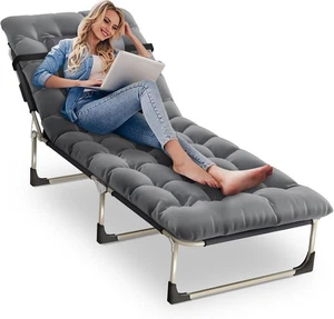 Garten Sonnenliege Klappstühle Liegestuhl Campingstuhl mit Matratze,Kissen 150kg - Bild 1 von 15