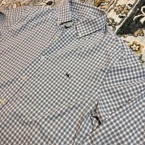 Vineyard Vines Mens L On-The-Go Performance Shirt Blue Gingham Button Down - Picture 1 of 8