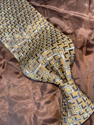 Corbata Robert Talbott Black Label Best Of Class cosida a mano gris y dorada ¡NUEVA! Foto 1 de 4