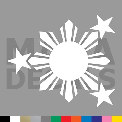 MANA DECALS Philippines Sun and Stars Vinyl Die Cut Decal Sticker - Filipino Flag Star