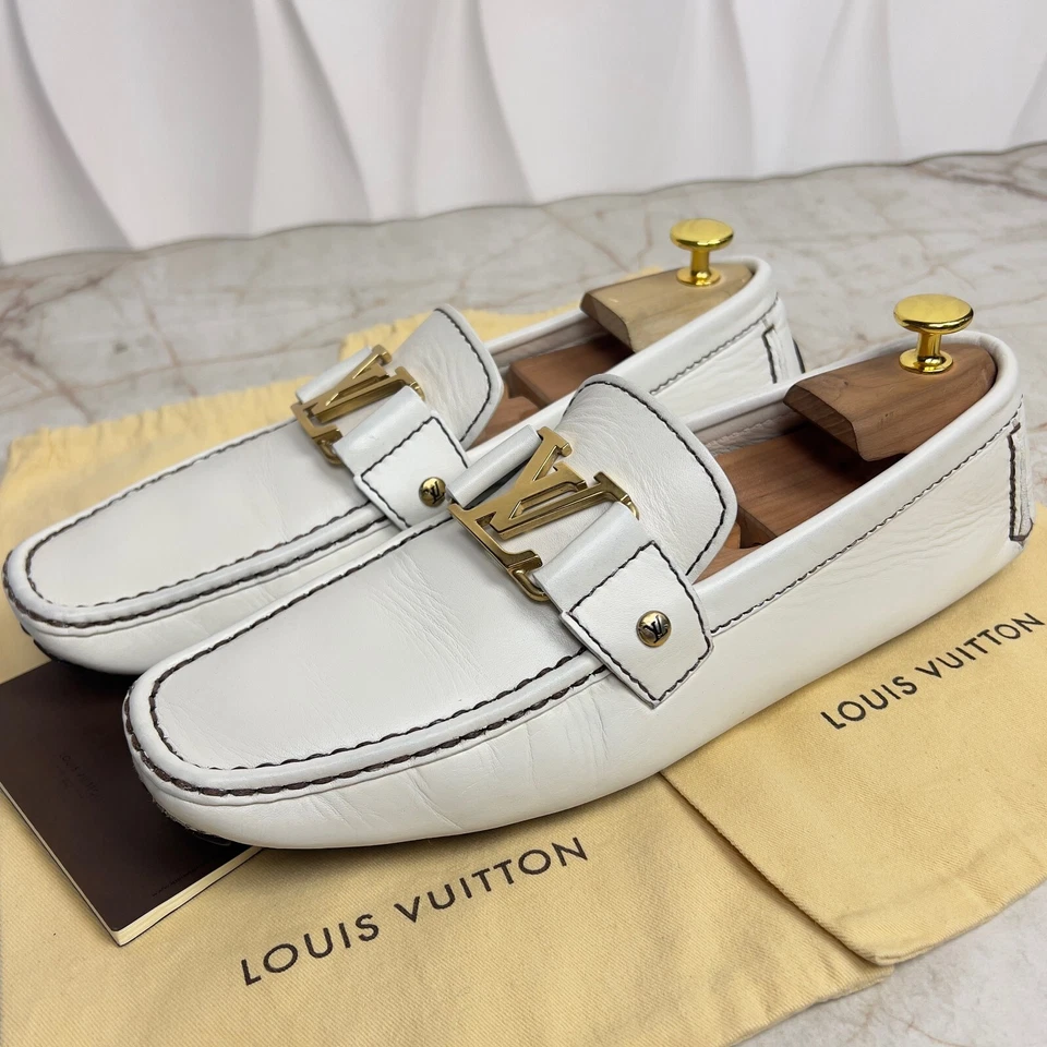 Louis Vuitton Monte Carlo LV Logo Moccasins White Leather 8 LV or 9 US or 42 EU - Image 1 of 4