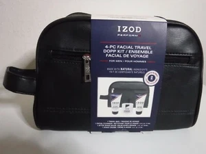 IZOD Perform Para Hombre Cuero Negro Afeitado y Viaje Doble Kit Lavado Estuche de Inodoro - Imagen 1 de 3