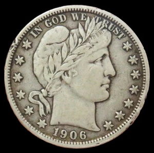 1906 D SILVER USA BARBER 50c HALF DOLLAR VF+ - Picture 1 of 2