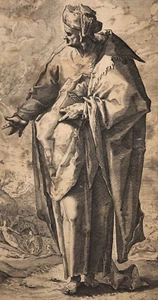 Antike Radierung Original Hendrick GOLTZIUS (1558-1617) Hesekiel, religiös - Bild 1 von 8