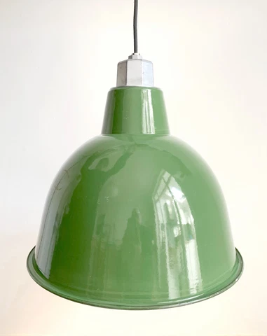 Vintage Green Enamel Pendant Lamp Shade / Industrial / Dome Pendant / VCG Cover