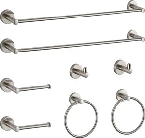 New- Bathroom Hardware Set Brushed Nickel Bathroom Accessory Set Towel Bar 8 - Picture 1 of 6