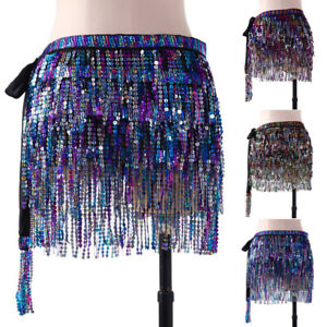 Sequin Belly Dance Hip Scarf Dancing Waist Chain Skirt Belt Wrap Costume Womens