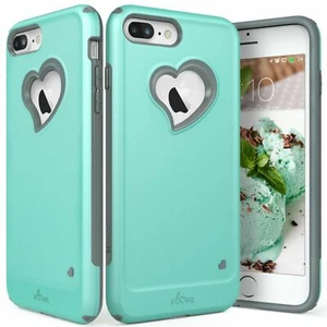 NEU Vena vLove Mädchen Herzform Hybrid Dual Layer iPhone 8 Plus Cover Case TEAL - Bild 1 von 6