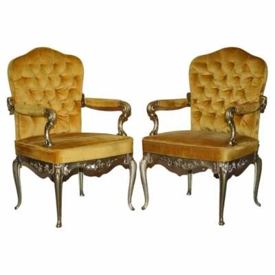 PAIR OF 1960'S BRASS FRAMED HOLLYWOOD REGENCY STYLE ORSENIGO ITALY ARMCHAIRS - Image 1 of 4