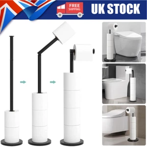 2 IN 1 FREE STANDING CHROME FRAME BATHROOM TOILET 6 PAPER ROLL HOLDER DISPENSER - Picture 1 of 16